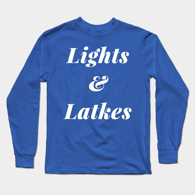 Lights and Latkes Long Sleeve T-Shirt by ApricotBirch